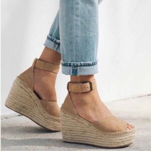 Soludos Positano Tan Suede Wedges